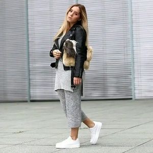 Zara Knit size M gray thick knit culottes EUC